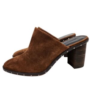 Rebecca Minkoff Galyn Brown Suede Leather Studded Heeled Mules Womens Size 7.5